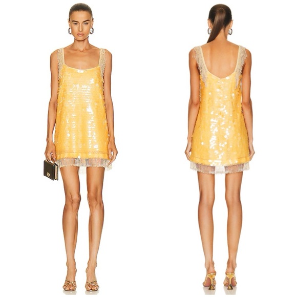 Alexis Zenovia Sequin Mini Dress Marigold Paillette NWT - Picture 1 of 15